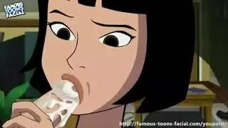 فتاة كرتونية تأخذ زبًا ضخمًا في فمها وقذفًا على وجهها